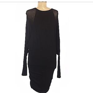 Bcbg Black Long Sleeve Dress BCBG Maxazria Black Long Sleeve And Satin Mini  Dress Size Large